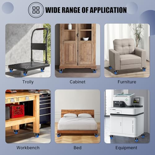 2 Inch Casters Wheel Set of 4, 600 Lbs Heavy Duty Casters, Safety Swivel Casters with Brake, No Noise Top Plate Wheels for Furniture, Carts (Free Screws and 1 Screwdriver) - size: 2inch