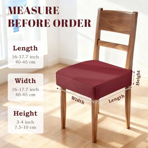 Songrey Waterproof Chair Covers for Dining Chairs, Set of 4, Wine Red - color: Wine Red