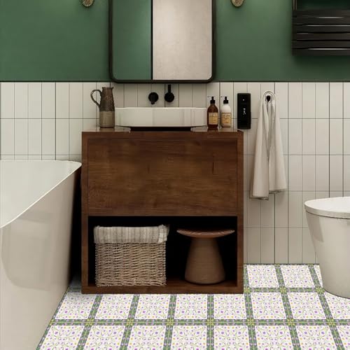 HOMETITUTE Wildflower 12x12 Inch Vinyl Flooring Peel and Stick Floor Tiles - color: Blue, Purple