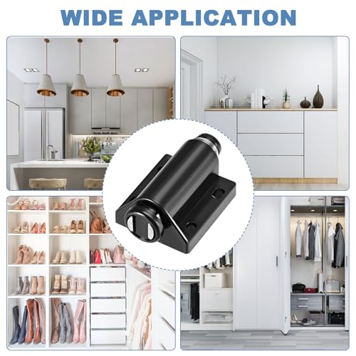 uxcell Touch Catch Magnetic Press Latch for Cabinet Door Cupboard Drawers Black 4pcs - color: Black