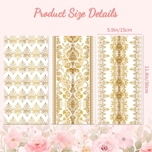 Peacoblue Exquisite Gold Lace Rub On Transfers for Furniture Craft 6"x12" - style: Exquisite Gold Lace