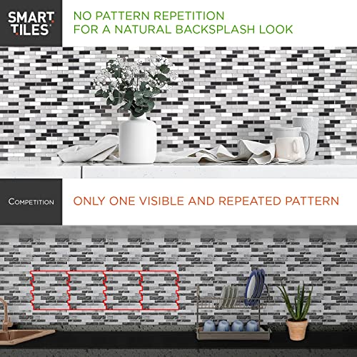 Smart Tiles Peel and Stick backsplash, Subway Gray Marble, 10.95"x9.7" - color: Gray Marble