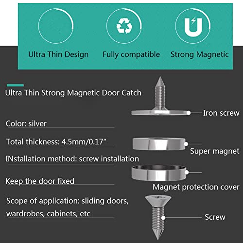 Cabinet Magnetic Catch,4pcs Magnetic Door Catch Strong Cabinet Door Magnet Latch, Magnetic Closure Closet Door Closing for Drawer