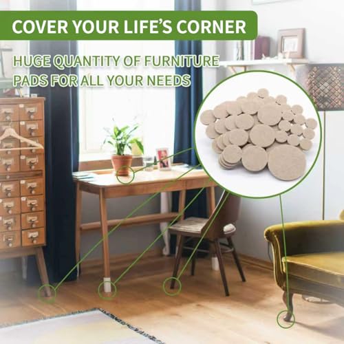 Felt Furniture Pads for Hardwood Floors 68 PCS, Round, Beige - size: 68PCS Value Pack Round Beige