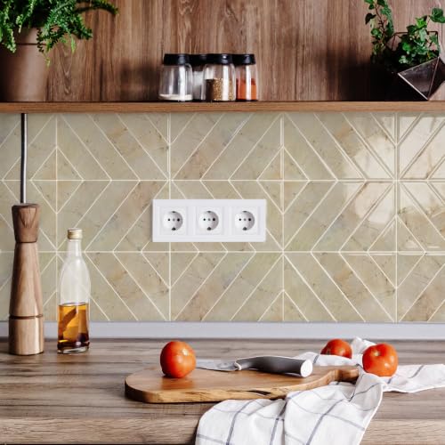 STICKGOO Herringbone Peel and Stick Backsplash, Galala Beige, 10 Sheets - color: Galala Beige, size: Pack of 10