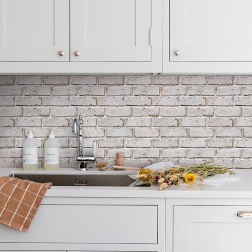 COMSTICKC 3D Faux Brick Wall Panels Peel and Stick, 10 Pcs 11.8" x 11.8" - color: Retro Yellow and White