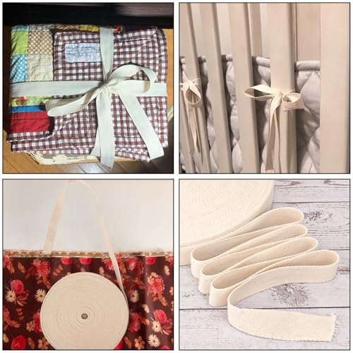 1 Inch Cotton Webbing Strap, 50 Yards Length Cotton Ribbon, Perfect Webbing Straps for Bags for Arts, Crafts and Sewing