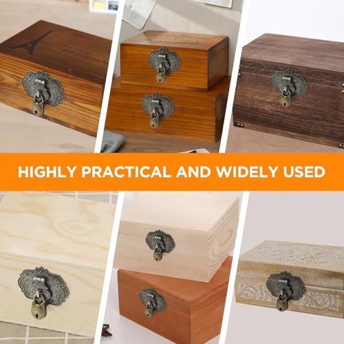 1 Set Jewelry Box Hinges Hasp Catch Lock, Retro Engraved Decorative - color: 6 PCS