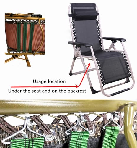 5pcs Chair Elastic Webbing, Outdoor Patio Chaise Repair Straps, Reinforcement Anti-Break Bands, Lawn Chair Webbing, for Recliner Fabric Width 16.9" About, Belt Wide 2.2", Green