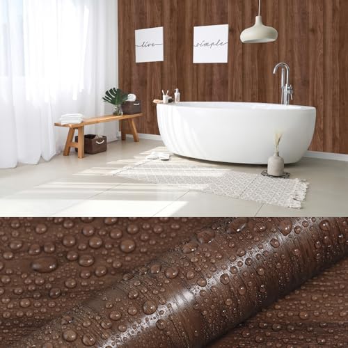 Wood Grain Contact Paper Wooden Peel and Stick Wallpaper 15.7"x472" - color: Deep Brown, size: 15.7" x 472"