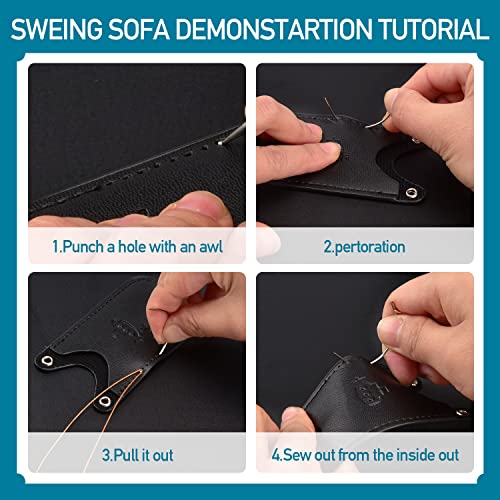 Topus Extra Strong Upholstery Repair Sewing Thread Kit and Heavy Duty Household Hand Needles, Including 7 Styles of Leather Canvas Sewing Needles and 3 Rolls Nylon Thread (70 Yard of Each Roll), Black - color: Black