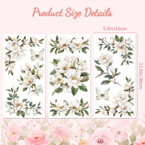 Peacoblue Magnolia Corner Rub On Transfers for Furniture Craft 6"x12" - style: Magnolia Corner