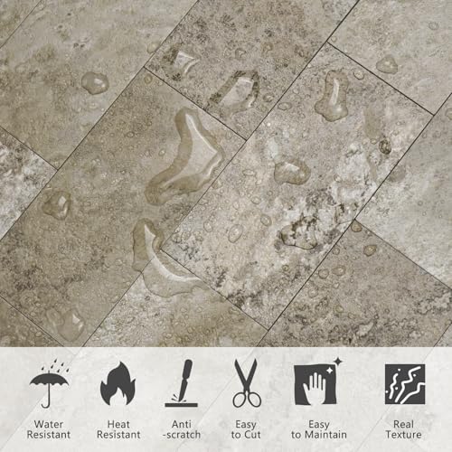 STICKGOO 10-Sheet Subway Tile Peel and Stick Backsplash, Rust Slate - color: Rust Slate