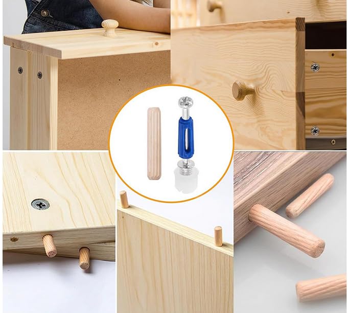 120Pcs Cam Locks for Furniture Assortment Kit, 3 in 1 Eccentric Hardware Wheels,Wood Dowel Pins, Furniture Cam Lock Fasteners Connectors with Multi-Size Nuts,Bolts and Wood Dowel Pins for Repairing