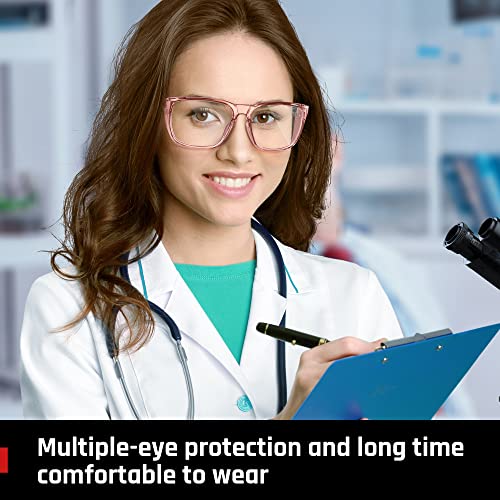 DILANCO Clear Safety Glasses Goggles With Side Shields for Women Men,Fog & Scratch-Resistant Complete UV Protection Eyewear - color: Pink