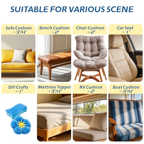 High Density Upholstery Foam 72" x 24" x 3" Thick Couch Cushion Replacement - color: Blue, size: 24*72*3 IN