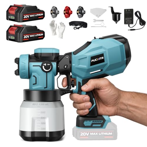 1200W Cordless Paint Sprayer Battery Powered HVLP Paint Gun Kit - color: grey green