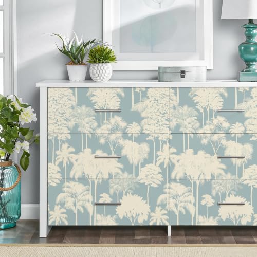 JiffDiff Blue Forest Tree Peel and Stick Wallpaper,17.3" x 400" - color: Blue, size: 17.3" x 400"