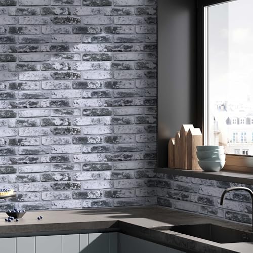 Commomy Faux Brick 3D Wall Panels Peel and Stick 12 pcs of 22.8" x 11.8" - color: Large Brick-B