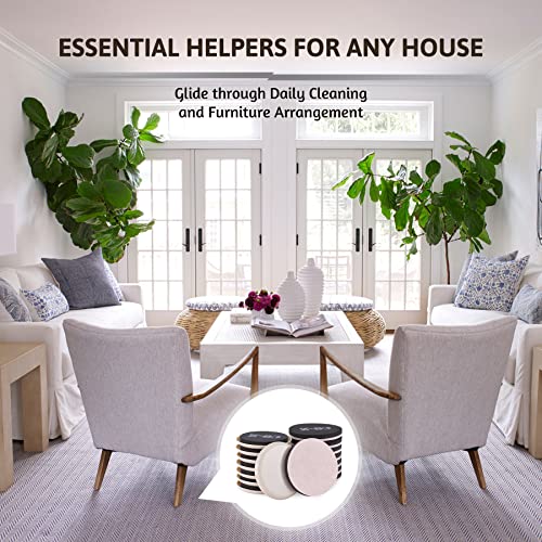 CO-Z Felt Furniture Sliders - 16 Pack with 8 Plastic & 8 Felt Sliders, 3 1/2" Reusable Furniture Sliders for Carpet Hardwood Floors, Heavy-Duty Furniture Gliders Movers, Moving Pads for Hard Surfaces - size: 3 1/2" Round-16 Pack, Plastic + Felt