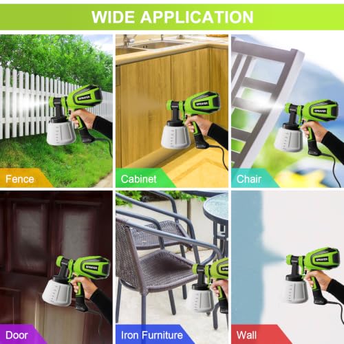 VONFORN Paint Sprayer for House Painting,700W HVLP Spray Gun Easy to Clean - color: Grass Green