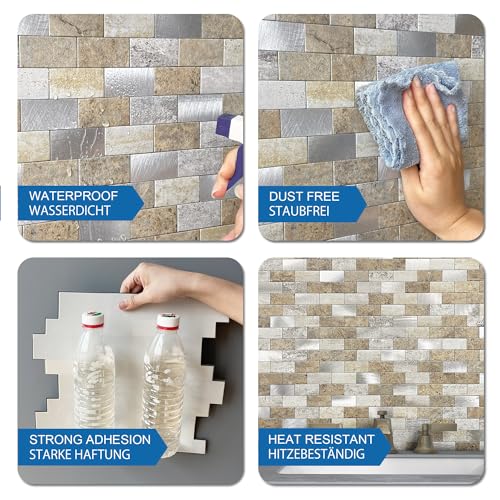 Peel and Stick Backsplash Stone Tiles Castle Brown 10pcs - color: Castle, size: 10sheets
