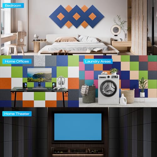 6 Pack Self-Adhesive Sound Proof Foam Panels for Walls 12"x12"x0.4" Fabric - color: White, size: Basic 6-Pack
