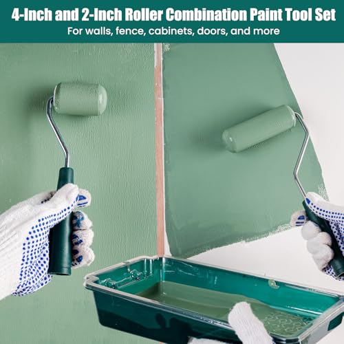 Paint Roller Kit, 19 Pack, 4"2" Small Foam Roller, Paint Brush