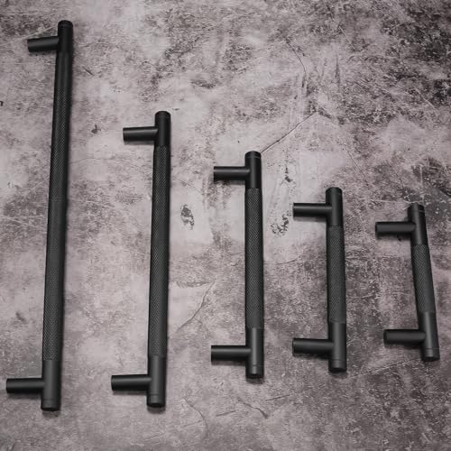 30 Pack 3.75 Inch Matte Black Kitchen Cabinet Handles Knurled Cabinet Pulls Black Drawer Pulls Kitchen Hardware - color: Matte Black, size: 3.75'' Hole Center(96mm)