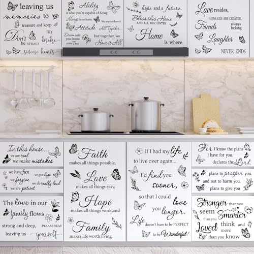 Whaline 12 Sheet Butterfly Inspirational Words Rub on Transfer for Crafts Black Warm Pattern Letters Rub on Transfer Furniture Stickers Decal for DIY Crafts Home Office School Decor, 5.5 x 5.5 Inch - style: Butterfly Words
