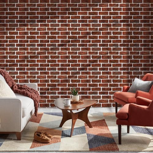 Commomy Faux Brick Wall Panels Peel and Stick Thin PVC 10 Pcs 11.8" x 11.8" - color: Brick-WK