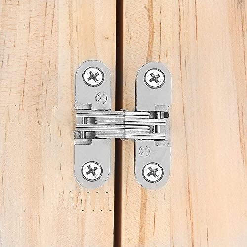 10 Packs Hidden Door Hinges 10 Pack Concealed Cross Hinge Invisible 180 Degree Hinges Swing Coss Invisible Hinge for Cabinets, 0.47'' Leaf Width, 1.7" Leaf Hight