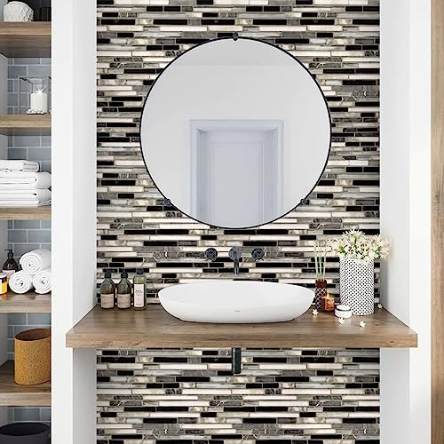 Livebor Backsplash Peel and Stick Wallpaper Kitchen Wallpaper17.7” x 118.1” - color: Black/Gray, size: 17.7" x 118.1"