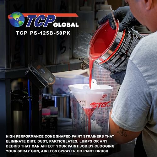TCP Global - 125 Micron Filter Tips Ultra-Fine Paint Strainer, 50 Pack