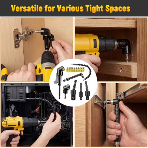 17Pcs Flexible Drill Bit Extension Set with 105-Degree Angle Tool
