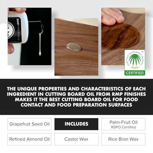 RMP Finishes Plant-Based Cutting Board Oil for Cutting Boards, Wood Butcher Block, Charcuterie, Vegan, Food Grade Finish, 8 fl oz - size: 8 Fl Oz
