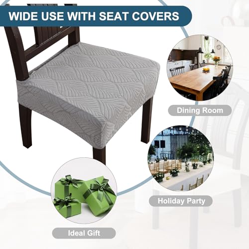 Waterproof Stretch Chair Seat Covers, Set of 6 Light Gray - color: Light Gray, size: 16-20in-Rear-covered