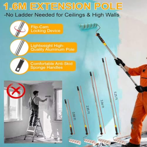 Paint Roller kit, Paint Roller Extension Pole 5ft
