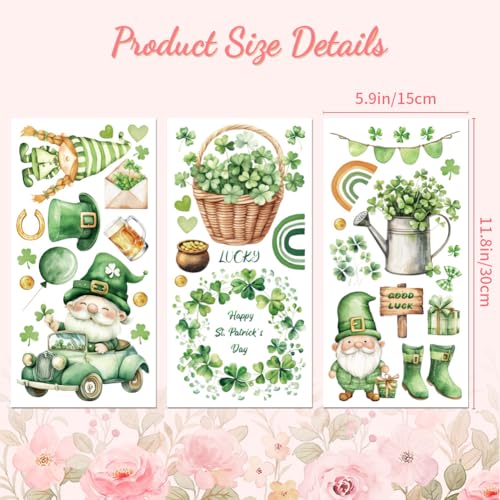 Peacoblue St.Patrick's Day with Gnome Rub On Transfers for Furniture 6"x12" - style: St.Patrick's Day with Gnome and Clover