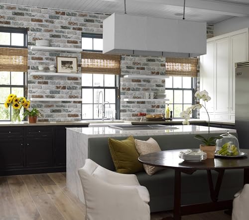 Guvana 17.3"×787" Brick Peel and Stick Wallpaper Brick Contact Paper - color: Red/Blue/Grey, size: 17.3" x 787"