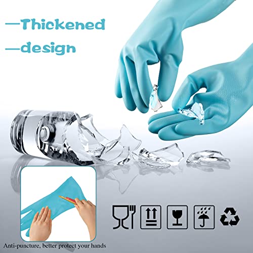 Rubber Reusable Gloves Long Household Dishwashing Gloves Kitchen Cleaning for Dishes Clean Gardening - color: Blue, Pink, Green, size: Large