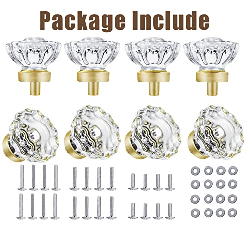 8 Pack Satin Brass Knobs and Pulls for Cabinet Crystal Gold Cabinet Knobs - color: Satin Brass, size: 8 Pack (36mm)