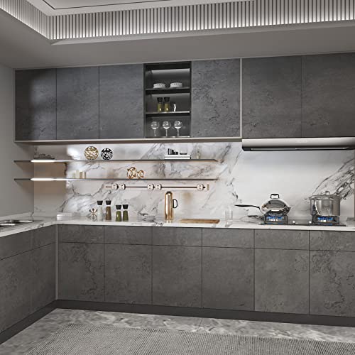 16"×118" Dark Grey Black Concrete Wallpaper Peel and Stick 3D Matte Textured Thick Concrete Cement Contact Paper Vinyl Wrap Removable DIY Tile Wall Sticker for Walls Countertop Cabinet Kitchen Island - color: Dark Gray, size: 16" x 118"