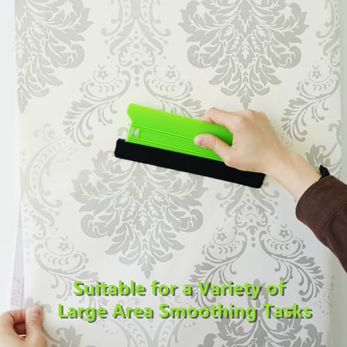 2Pcs Plastic Felt Squeegee, 8.3inch Long Wallpaper Smoother, for Clean & Smoothing, Vinyl Wrap Squeegee, Window Tint Squeegee, Vinyl Scraper, Decal Applicator, Scratch-Free - color: Green