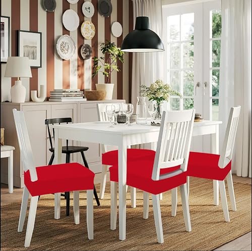 Smiry Stretch Jacquard Seat Covers for Dining Room Chairs Set of 2 - color: Red, size: Set of 2