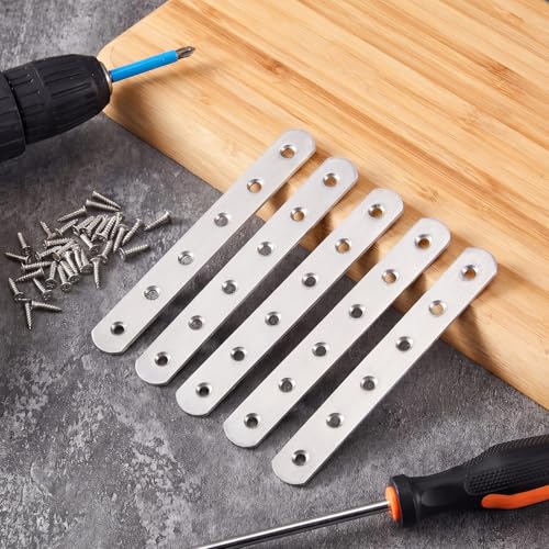 Zonon 20 Pcs Silver Flat Mending Plate 6" Stainless Steel Bracket - color: Silver, size: 6 Inch