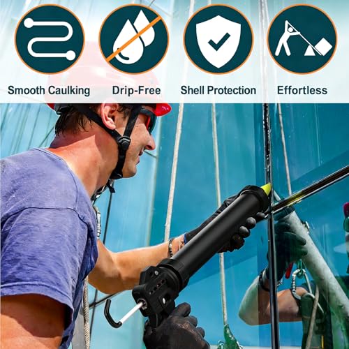 20 oz Sausage Caulk Gun, One-Touch Drip-Free | Effortless & Professional Design with Heavy-Duty Metal Body, 18:1 Thrust Ratio | for 20 oz Sausage Packs - color: 4- Mixpro Black