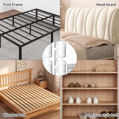 NEWHOOK 4 Pcs Universal Wood Bed Rail Hook for Bed Frame with Pin