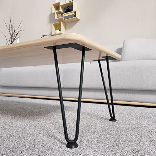 Hairpin Legs 16", Black Metal Furniture Legs for Table Bench, Set of 4 - size: 16inch