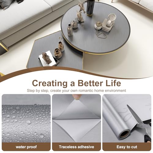 Silver Stainless Steel Contact Paper for Countertops Cabinets - color: Silver, size: 15.7" x 196"